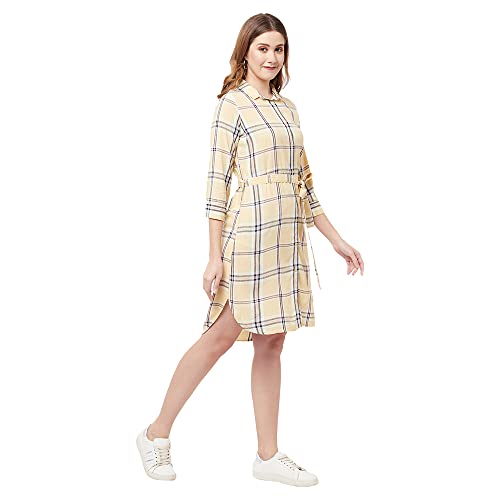 Image of Crimsoune Club Women Beige Checked Shirt Dress
