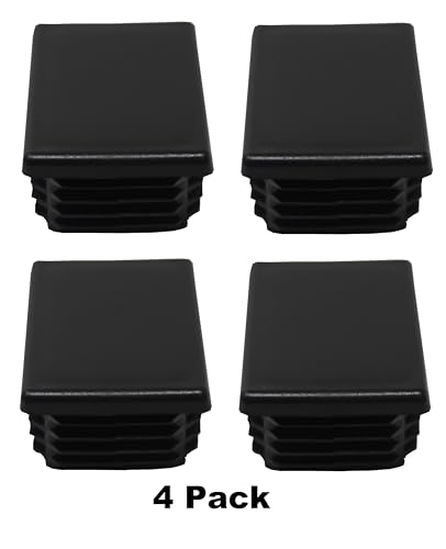 Image of Black Plastic 2 inch x3 inch Rectangle Tubing End Cap Plug Insert, Finishing Plug, Pipe End Cap, Durable Chair Glide Universal (4)