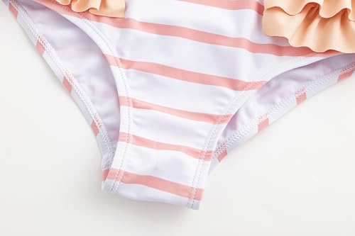 Image of LIZENS Girls One Piece Swimwear Ruffle Trim Flounce 2-12Years Striped Swimsuit for Kids Beach Bathing Suit