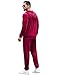 LecGee 2 Piece Men Velvet Sports Hoodie Set Quarter Zip Top and Sweatpants Casual Fashion Matching Sweatsuits(Red, Large)