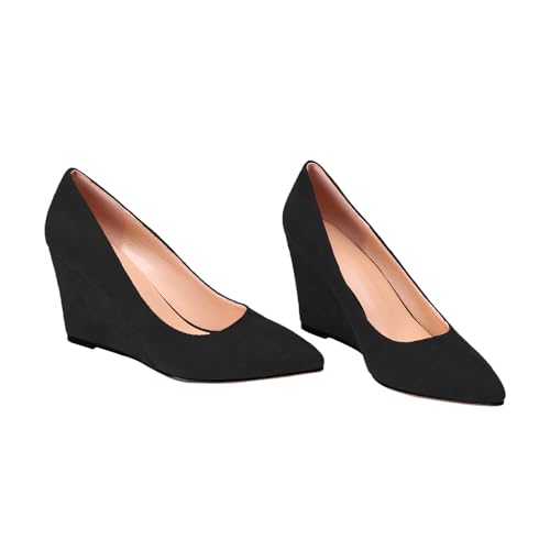 Elegant Women's Closed Toe Wedge Sandals - Comfortable Slip-On Pumps for Formal Events, Weddings, Office Work, and Dressy Occasions in3