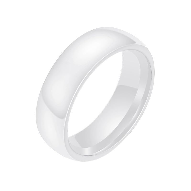 Ouruiba 6MM Bague en Céramique Blanche Poli Bague de Couple Aiiliance Mariage Bijoux Homme Femme Taille 62