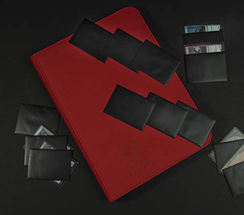 Card Guardian - 9 Pocket Premium Binder with Zipper for 360 Cards - Side Loading Pockets for Trading Card Games TCG (Red) - Thumbnail 2