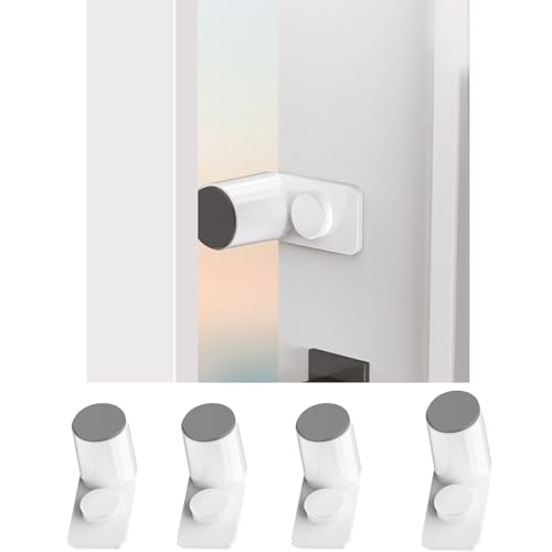4PCS Door Stopper for Kids Safety, Cupboard Lock for Kids Safety, Keep Finger Safe with 180° Rotating Self Adhesive Base Slam Stopper Self Adhesive Kids Proofing Door Stopper for Home