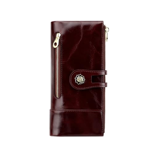 Image of Women's RFID Blocking Wallet Soft Leather Clutch Money Ladies Purse Slim Card Holder Organizer Zip Pocket (3013-Coffee)