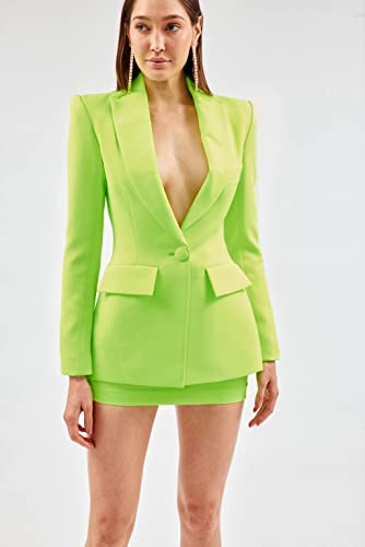 Women's Suit One Button Long Sleeve Peak Lapel Jacket Skirt Outfits Casual Party Leisure Tuxedos3