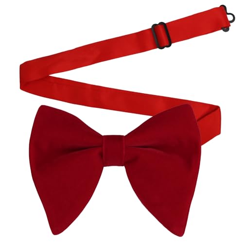 Image of Alizeal Velvet Pre-tied Adjustable Bow Tie for Men Oversize Formal Solid Tuxedo Bowtie