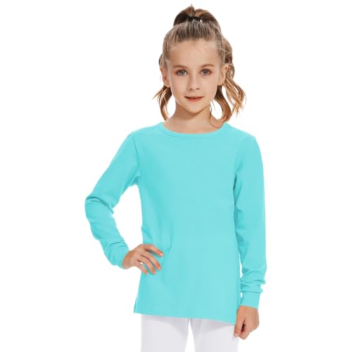 Image of 3T 4T 5T to 12 Years Girls Long Sleeve Shirts Kids Cotton T-Shirt Toddler Basic Crew Neck Top