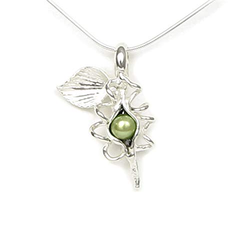 1 Pearl How Many Peas in Your Pod Sterling Silver Necklace Each Unique Handmade - Gift Boxed - 1 Green or White Pea