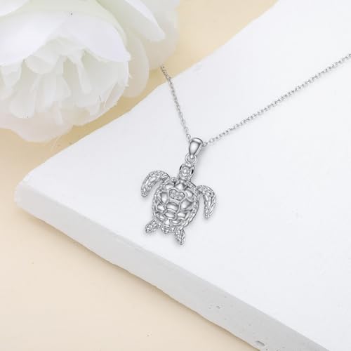 Diamond Turtle Necklace for Women 925 Sterling Silver Sea Turtles Pendant Necklace Jewelry Gift for Birthday4