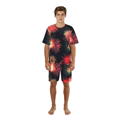 Pyjama homme imprimé feux d'artifice pour week-ends paresseux