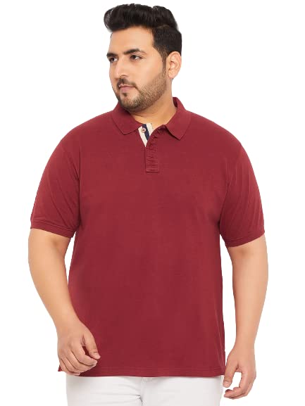 Image of Club York Men Cotton Blend Half Sleeve Polo Neck Solid Plus Size T-Shirt