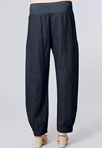 Caspar KHS006 Pantaloni di lino da donna Dark Grey...