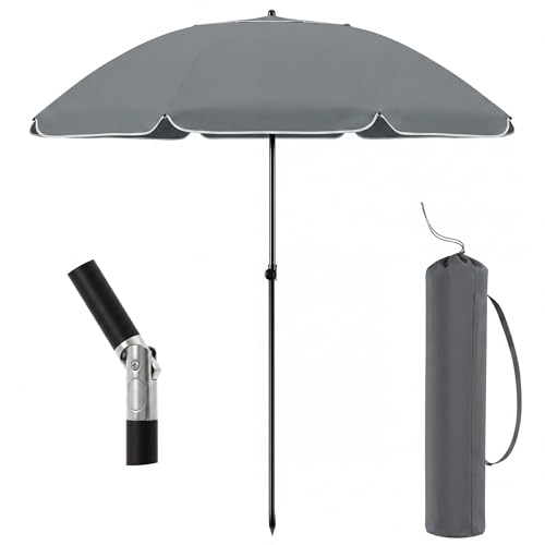 Image of 2M Outdoor Garden Parasols,Garden Parasol Umbrella with Crank Handle,Adjustable Tilting UV30+ Protection Sun Shading Umbrella,Water Repellent Portable Sunshade for Balcony, Bench,Deck,Patio Grey