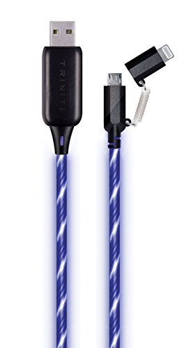 Fastest iPhone Charger High Speed 2-in-1 Lightning and Micro USB Quick Charge Cable Apple Certified Sync & Charge USB 3.0 Data Transfer Lighted Charging Cord iPhone & Android Accessories (Purple)