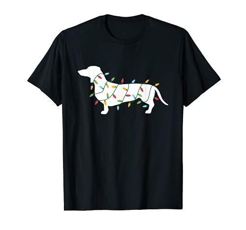 Christmas Lights Dachshund T Shirt Cute Gifts for Dog Lovers Camiseta