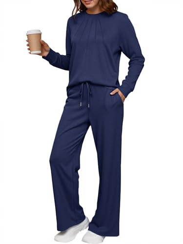 Sweat plissé et jambe large pour cet ensemble 2 pièces femme fluide et confortable