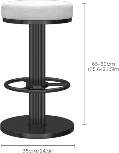 Set de 2 Butacos de Bar Giratorios Modernos con Asiento Redondo Tapizado en Terciopelo Ajustables sin Respaldo con Base Negra para Isla de Cocina Comedor Bar en Casa miniatura 3