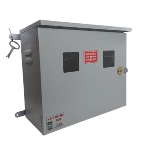 Image of Safe Meter Box - Heavy-Duty Weatherproof Metal Enclosure with Ply Base & Lock | DUAL WINDOW | Solar Installations /Meter /EV Charging /CCTV Power Box / | 18 inchx15 inchx7.5 inch (457x381x190 mm) Wall Mount