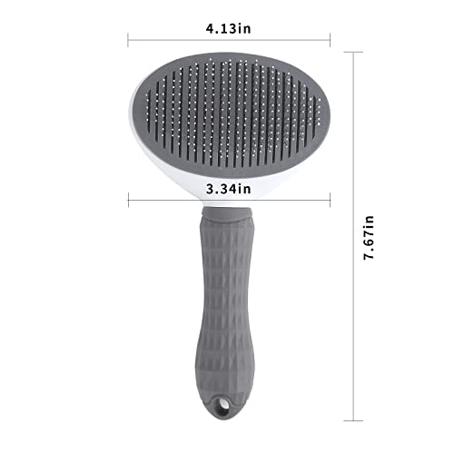 Image of Cat Self Cleaning Brush, Pet Grooming Brush for Cats and Dogs, Easy Clean for Long or Short Haired Cats, Gray
