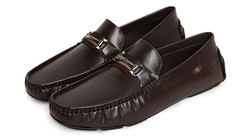 Image of MORALO Men's Faux Leather Formal Moccasin Slip-On | Casual Loafer Shoes.