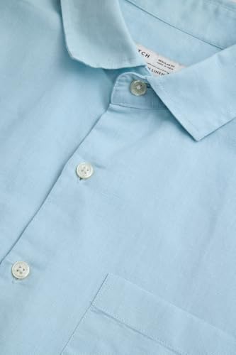 Image of SNITCH Men Casual Shirt | Regular Fit Full Sleeve Spread Collar Solid Pattern | Breathable Cotton Linen Blend & Lightweight Fabric for Summer, Vacation & Smart Casual Wear