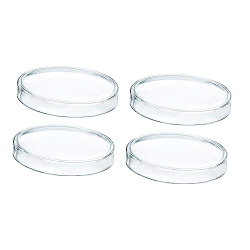 GARVALON 4pcs Petri Dish Petri Plates Laboratory Equipment Science Experiment Glass Transparent