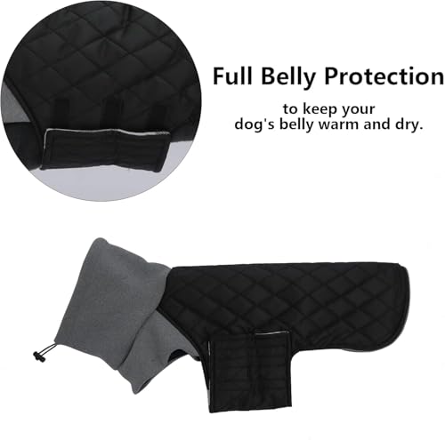 Geyecete Hundemantel Dackel, Dackel Wintermantel, Warmer Quilten Dackelmantel mit Geschirr Loch,Winddicht Rollkragen Hundejacken für kleine Hunde-Schwarz-S