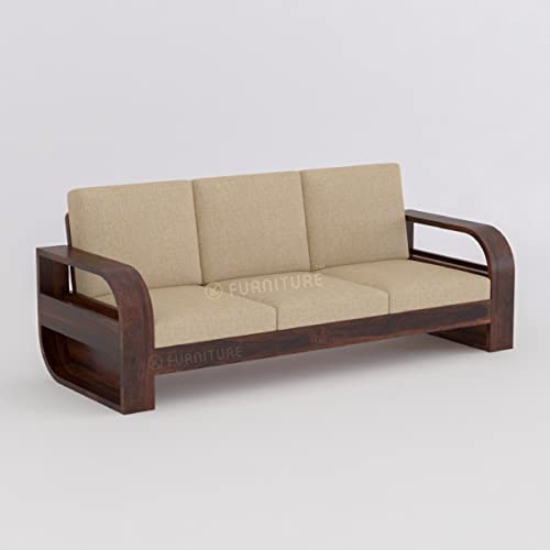 Image of K L FURNITURESolid Sheesham Wood Sofa Set 5 Seater (3+1+1) For Living Room | Termite Free |Wooden Sofa Set Furniture Sofa 5 Seater Living Room Home | Sofa Set (Brown Finish)