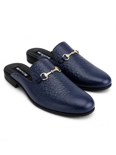 Image of Ezok Men's Leather Casual Mule Loafers | Stylish Slip-On Back Open Shoes for Party, Office & Casual Wear