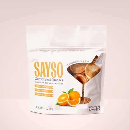 SAYSO Dehydrated Orange Slices: Cocktail &amp; Mocktail Garnish, 12 count, 1oz