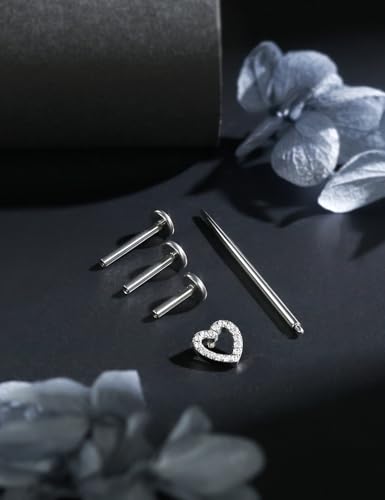 16G Astm F136 Titanium Internal Thread Flat Back Earrings Nose Studs Tragus Forward Helix Conch Cartilage Lobe Earrings Stud Medusa Labret Monroe Lip Ring Piercing Jewelry For Women Men4