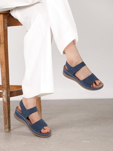 Image of SHIBEVER Women Flat Sandals Comfortable: Arch Support Sandals Dressy