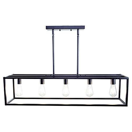 XILICON 5 Light Dining Room Chandelier Farmhouse Kitchen Island Black Shade Modern Industrial Pendant Lighting Shade for Kitchen Hallway Bar Dining Room Restaurant