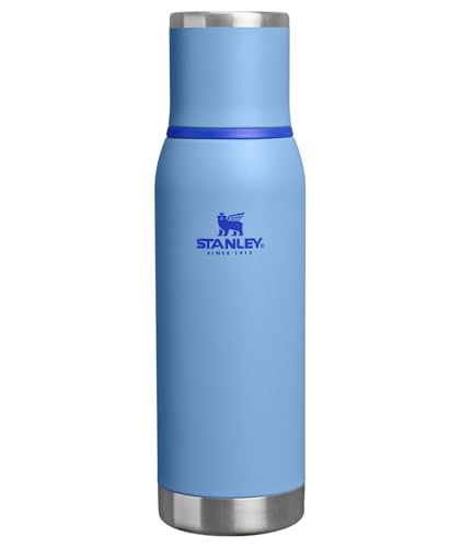Stanley Adventure-To-Go Vacuum Bottle 25 oz | Wide Mouth with Leakproof Cup Lid | Keep Drinks Hot or Cold | Packable for Travel | Insulated Stainless Steel Thermal Bottle | BPA-Free | Blue Sky
