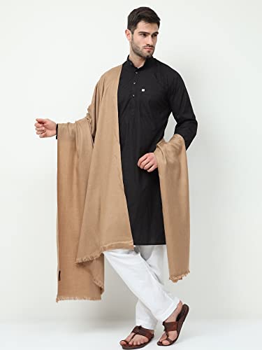 Image of Bunkaar Men's The Handloom Story Plain Woollen Dhariwal Lohi /Shawl (Brown, 48 inch X 102 inch)