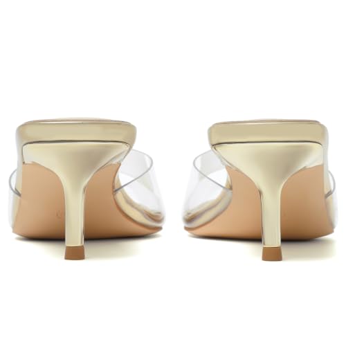 Image of Mostrin Kitten Heels for Women Pointed Toe Vintage Mules Heels Sexy Slip on Stiletto Backless Sandals for Party Wedding Daily