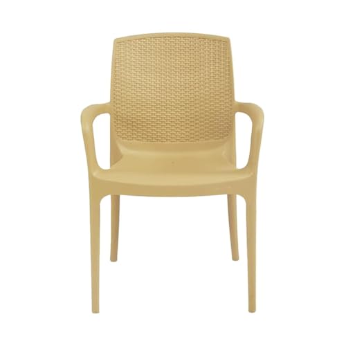 Image of Supreme Texas Heavy Duty Armrest Plastic Chair for Home, Garden, Office, Indoor /Outdoor Use(Color: Cane; Qnt: 2 Pc.)