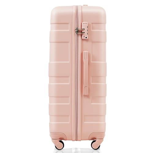 Luggage Sets New Model ABS Hardshell 3pcs Clearance Luggage Hardside Lightweight Durable Suitcase sets Spinner Wheels Suitcase with TSA Lock 20''24''28''(pink)4