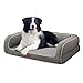 Hund und günstig Kaufen-EMME Hundebett Mittelgroße Hunde, 91.5X71X23cm, Orthopädisches Hundebett, Memory Foam Hundesofa Wasserdicht Hundekissen, Hundekorb für Große Hunde, Hundebett Abwaschbar Mit Rand, Linien Grau