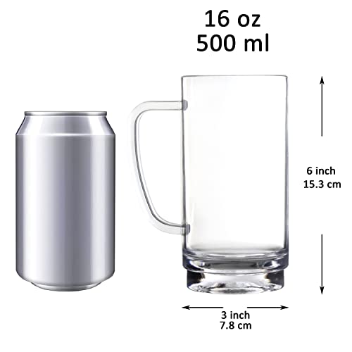 Youngever 4 Pack 16 Ounce Plastic Beer Glasses, Beer Mug, Plastic Drinking Glasses, Reusable Plastic Beer Cups #TOP1
