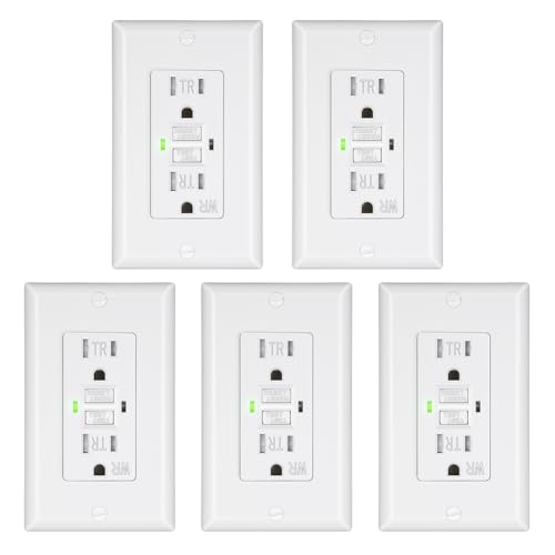 La Mejor Recopilación de Gf22bgsk Top 10. 45 DEWENWILS - Paquete de 5 salidas GFCI de 15 amperios, resistente a la intemperie para exteriores (WR), resistente a manipulaciones (TR), listado UL, autoprueba Gfi, indicador LED,...