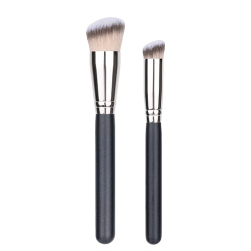 HOMSFOU Brochas de Maquillaje 2 Piezas para Base Líquida y Polvo, Cabezal Redondo 270 y 170, Pinceles Faciales sin Costuras Multifuncionales, Suministros de Belleza para Mujer, Uso