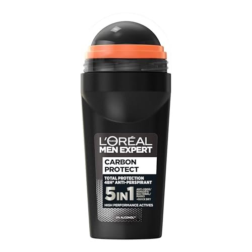 L'Oréal Men Expert Carbon Protect Desodorante Roll-On Anti-transpirante para hombre. Su fórmula 5 en 1 ofrece Protección Total 48h. Formato XXL 100ml