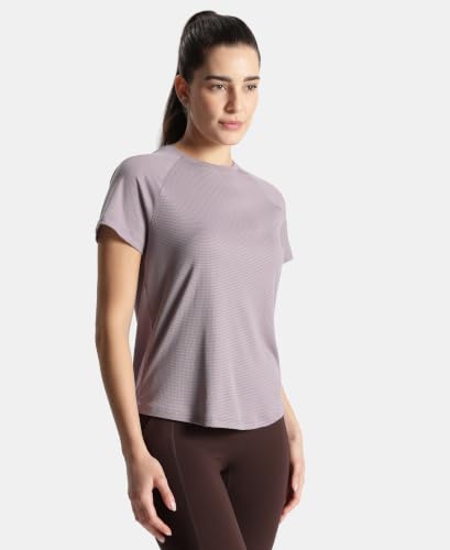 Image of Jockey Women's MW73 Polyester Fabric Relaxed Fit Half Sleeve Breathable Mesh Active Wear T-Shirt
