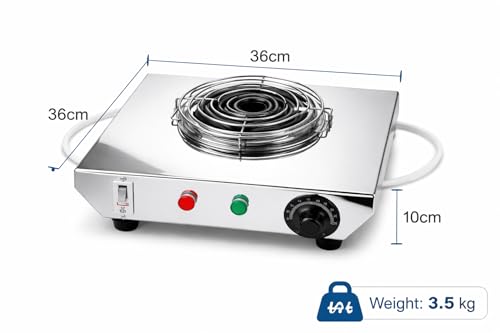 Image of Steeple 2000W Electric Infrared Stove | Stainless Steel Cooktop | All Utensil Compatible | Fast Heating Cooktop with Temperature Control Knob | Portable Kitchen Stove for Home