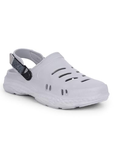Image of Liberty A-HA BEACHRIDE Clogs for Men, Light Grey, Black & Dark Green | Casual Slip-On Slingback Clog for Walking & Outdoor Use | Solid Pattern, Trendy Stylish Fashionable Sandals with Lightweight
