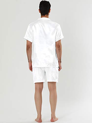 Lars Amadeus Men's Satin Pajama Set Summer Short Sleeve Night Wear Sleepwears Sleep Lounge Sets4