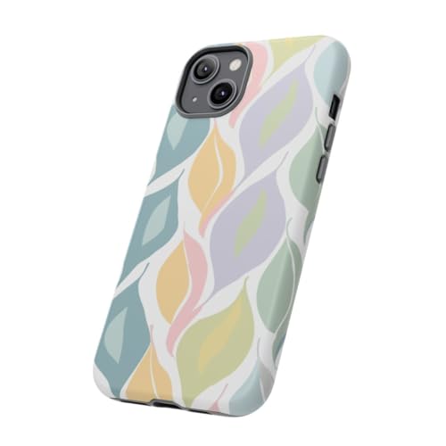 Coque rigide mate iPhone 14 Plus bleu pastel motif feuille