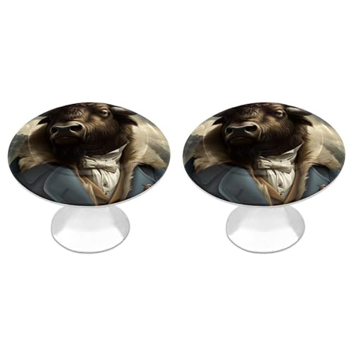 XzekiTkius Gentleman Bison Art Cabinet Hardware,Round Wardrobe Drawer Pull Handles for Kitchen Furniture Chest Dresser